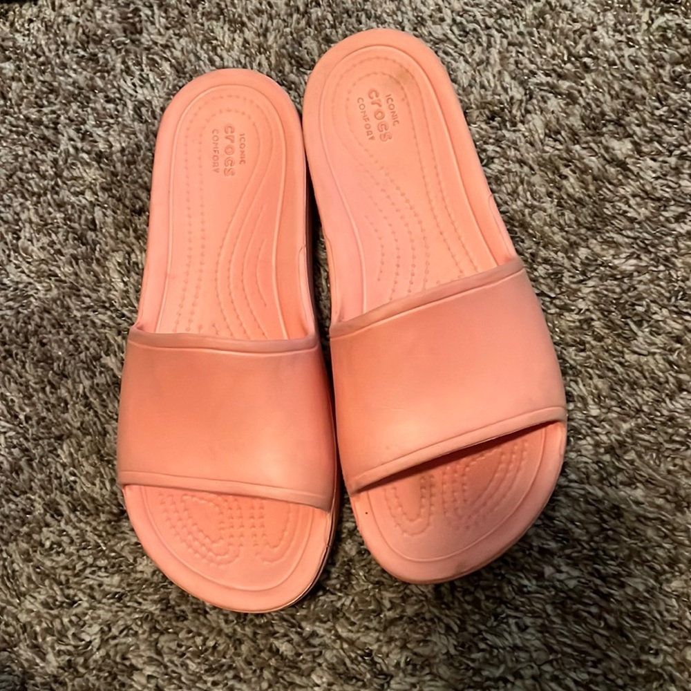 Pink Crocs Slides